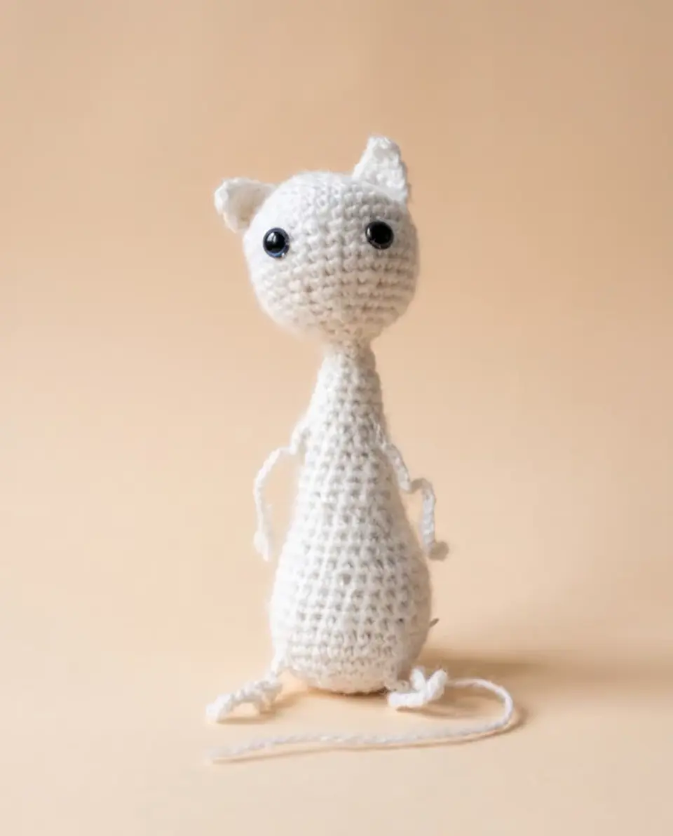 Floppy-Cat dans une mise en scène chaleureuse d’atelier, animée par IA